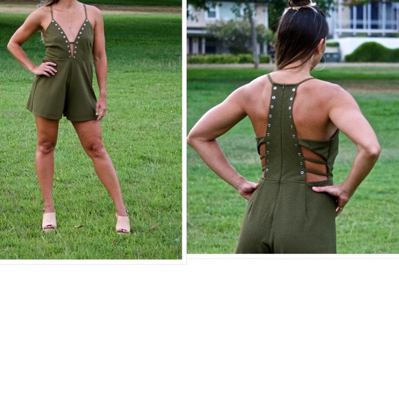 Right On Trend Pants - NWT Caged Back Romper Size L